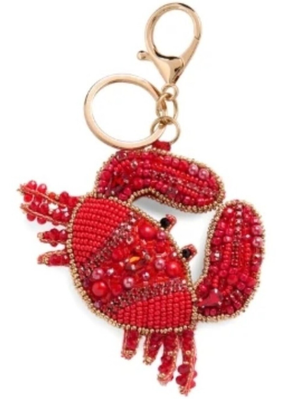 Shiraleah Red Glass Beaded Crab Keychain Bag Charm New Embellished Bling